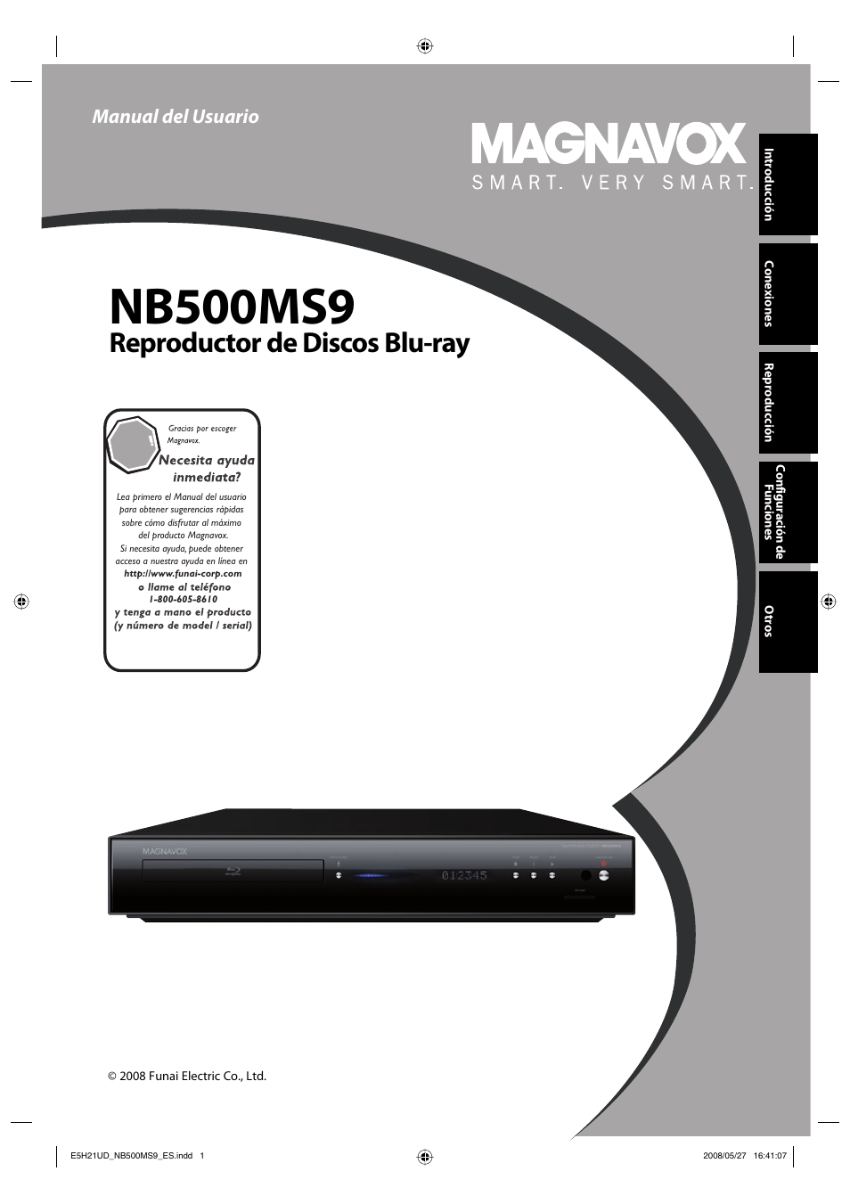 Nb500ms9, Reproductor de discos blu-ray, Manual del usuario | Philips Magnavox NB500MS9 User Manual | Page 53 / 148