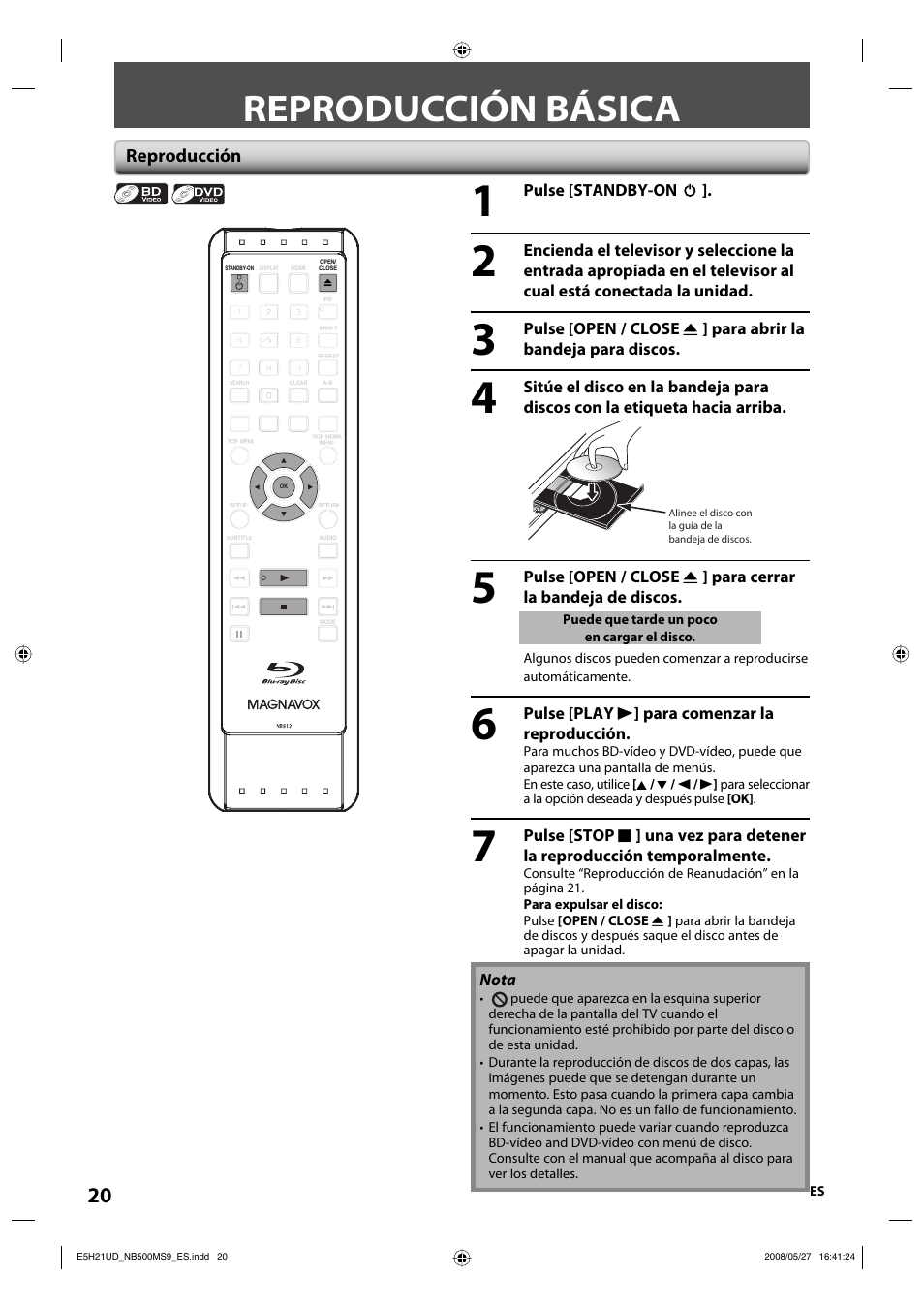 Reproducción básica | Philips Magnavox NB500MS9 User Manual | Page 72 / 148