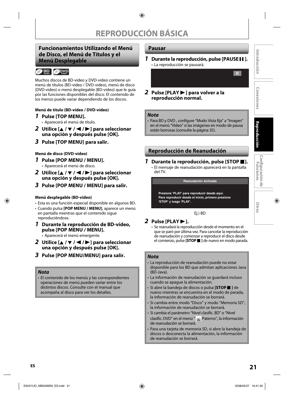 Reproducción básica | Philips Magnavox NB500MS9 User Manual | Page 73 / 148