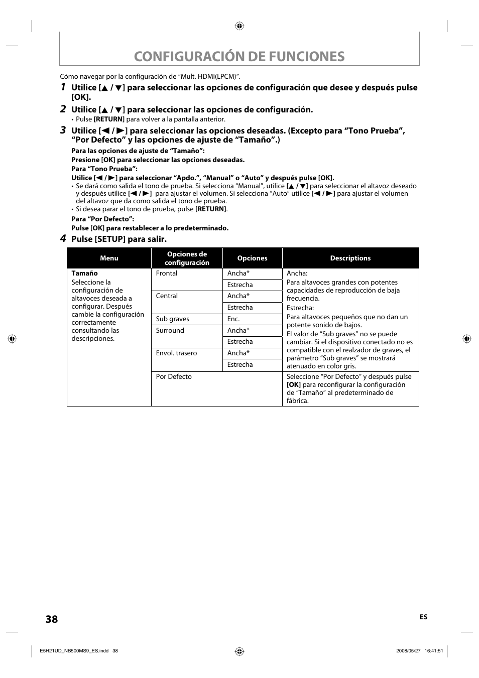 Configuración de funciones | Philips Magnavox NB500MS9 User Manual | Page 90 / 148