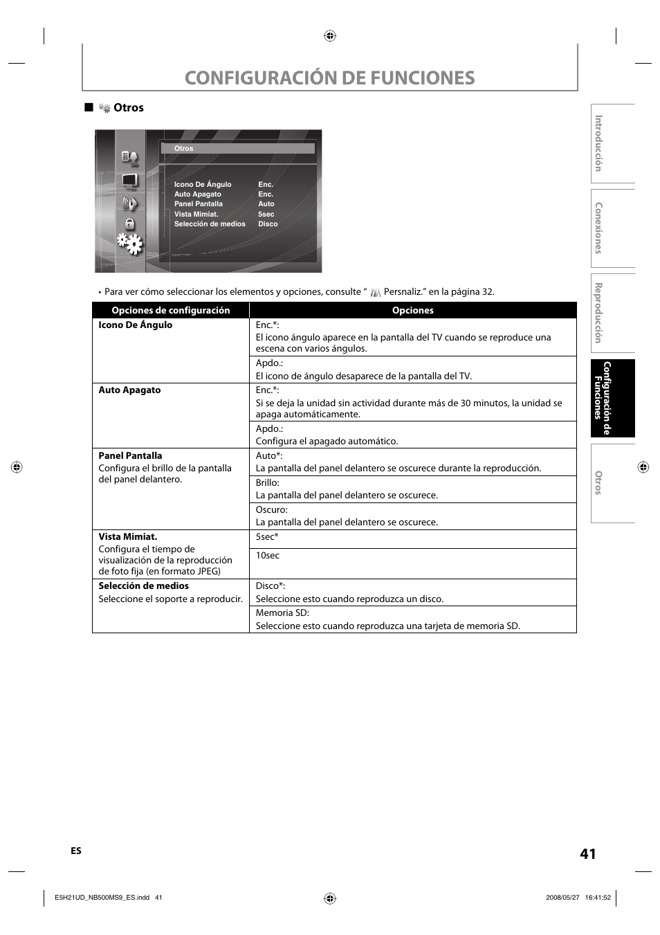 Configuración de funciones | Philips Magnavox NB500MS9 User Manual | Page 93 / 148