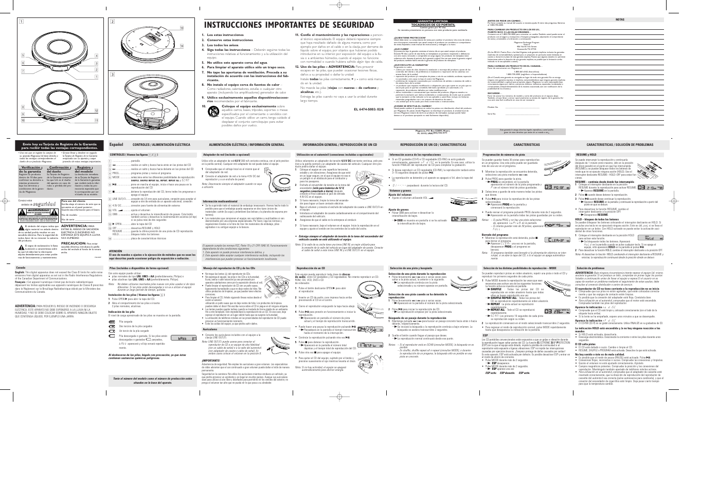 Op e n, Instrucciones importantes de seguridad, Seguridad | Philips Magnavox MPC250 User Manual | Page 2 / 2