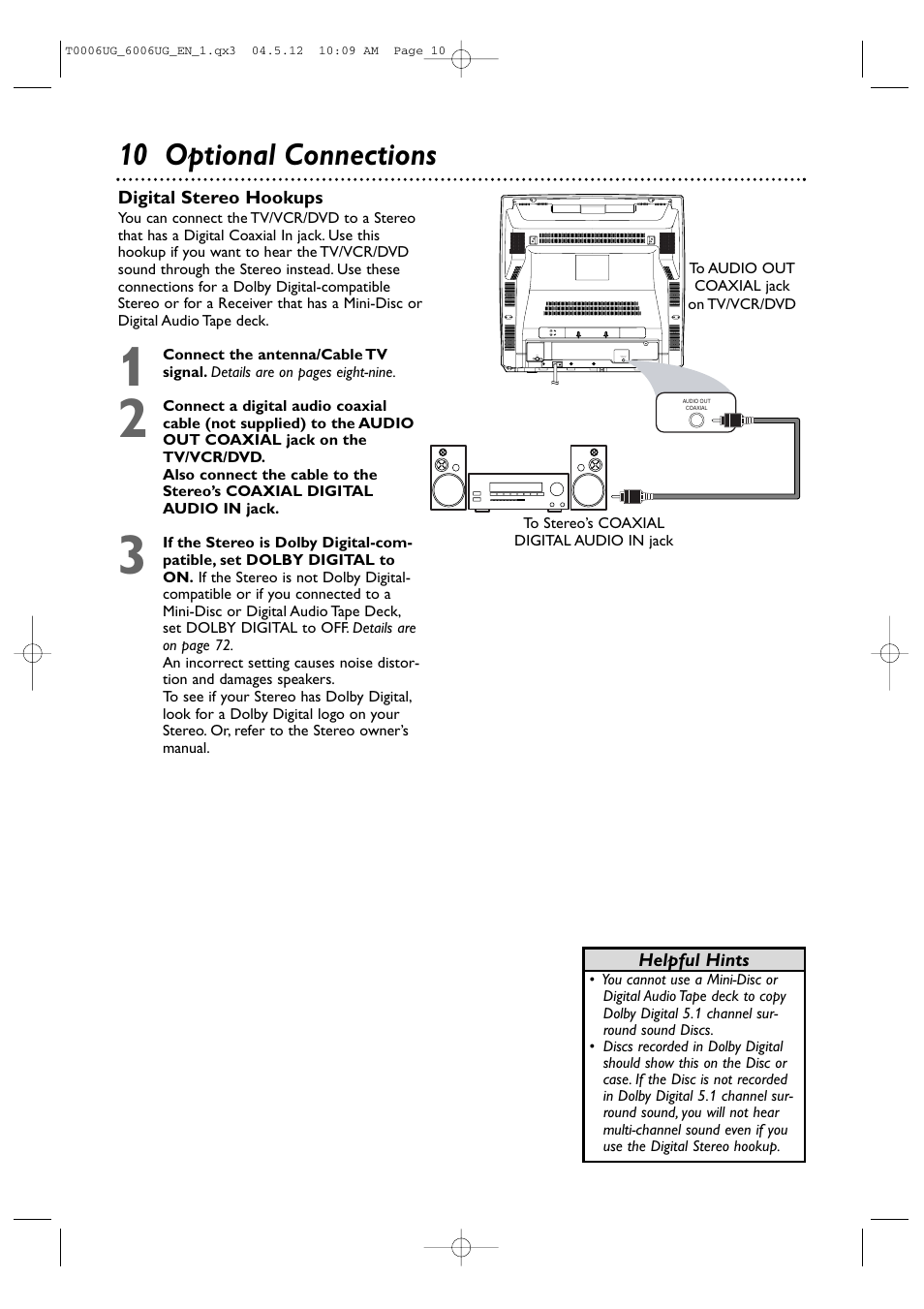 10 optional connections | Philips Magnavox 27MDTR20 User Manual | Page 10 / 160