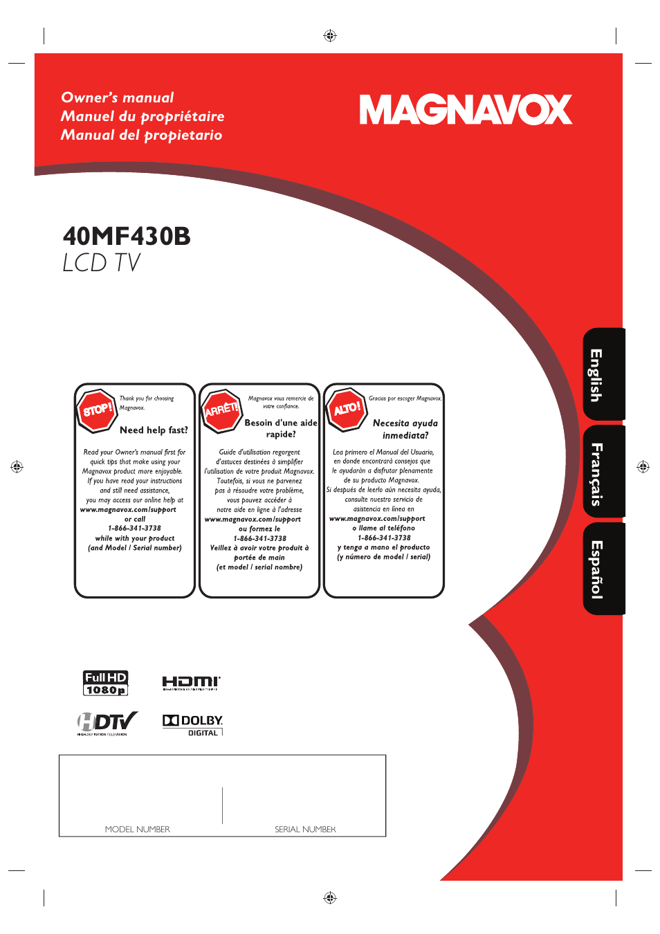 Philips Magnavox LCD TV 40MF430B User Manual | 37 pages