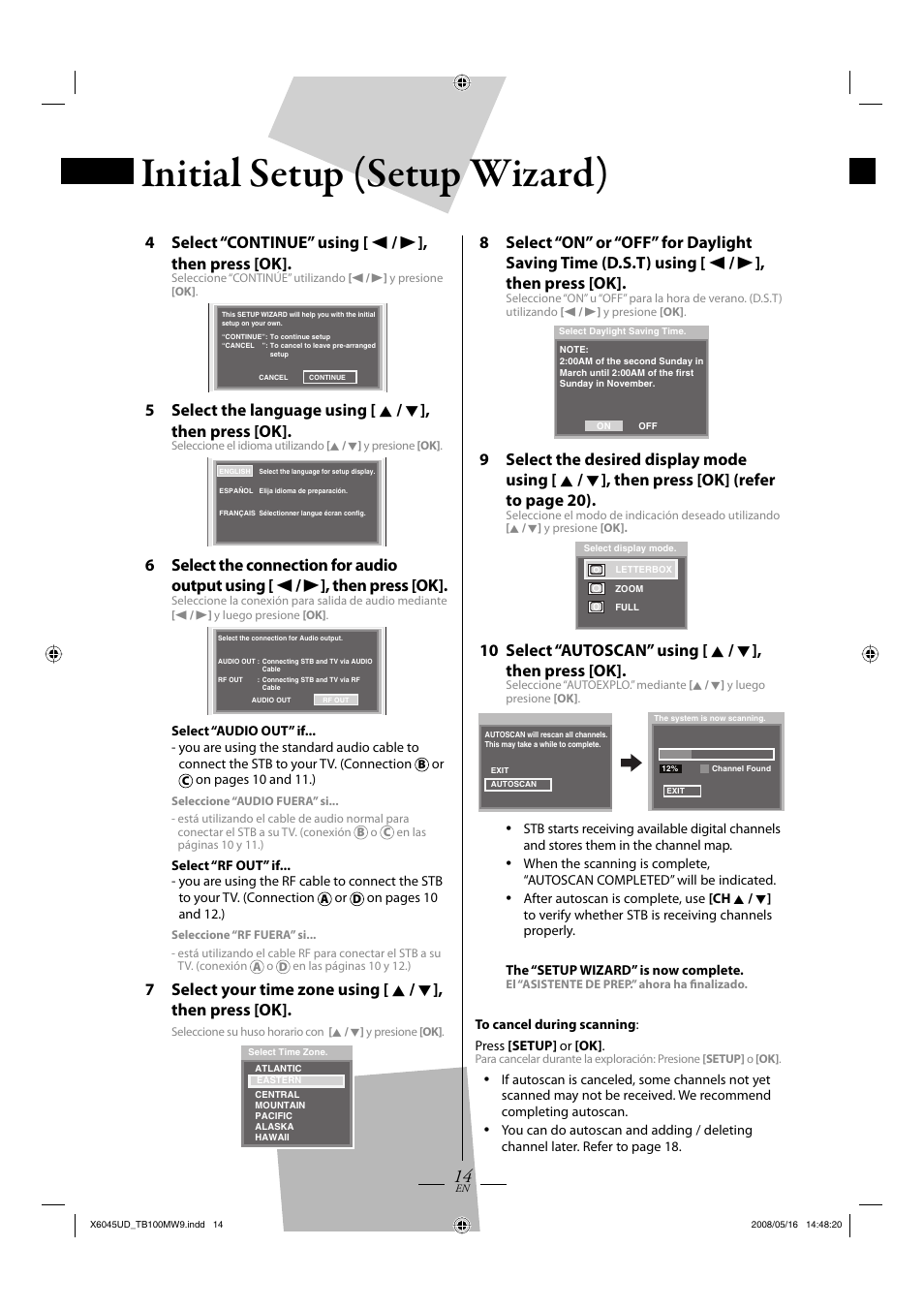 Initial setup (setup wizard) | Philips Magnavox TB100MW9A User Manual | Page 14 / 28