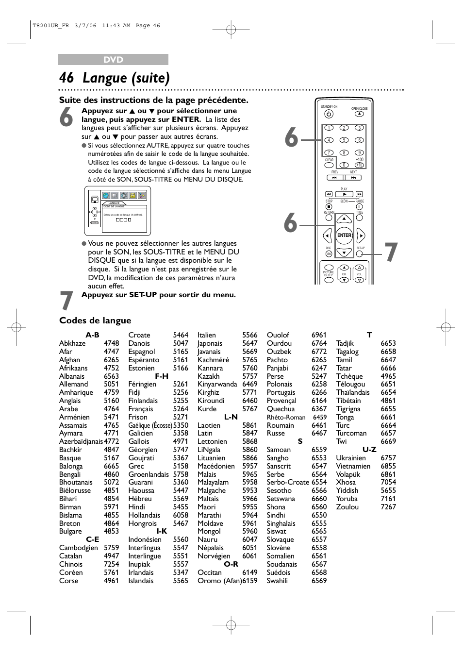 46 langue (suite) | Philips Magnavox 13MC3206 User Manual | Page 46 / 64