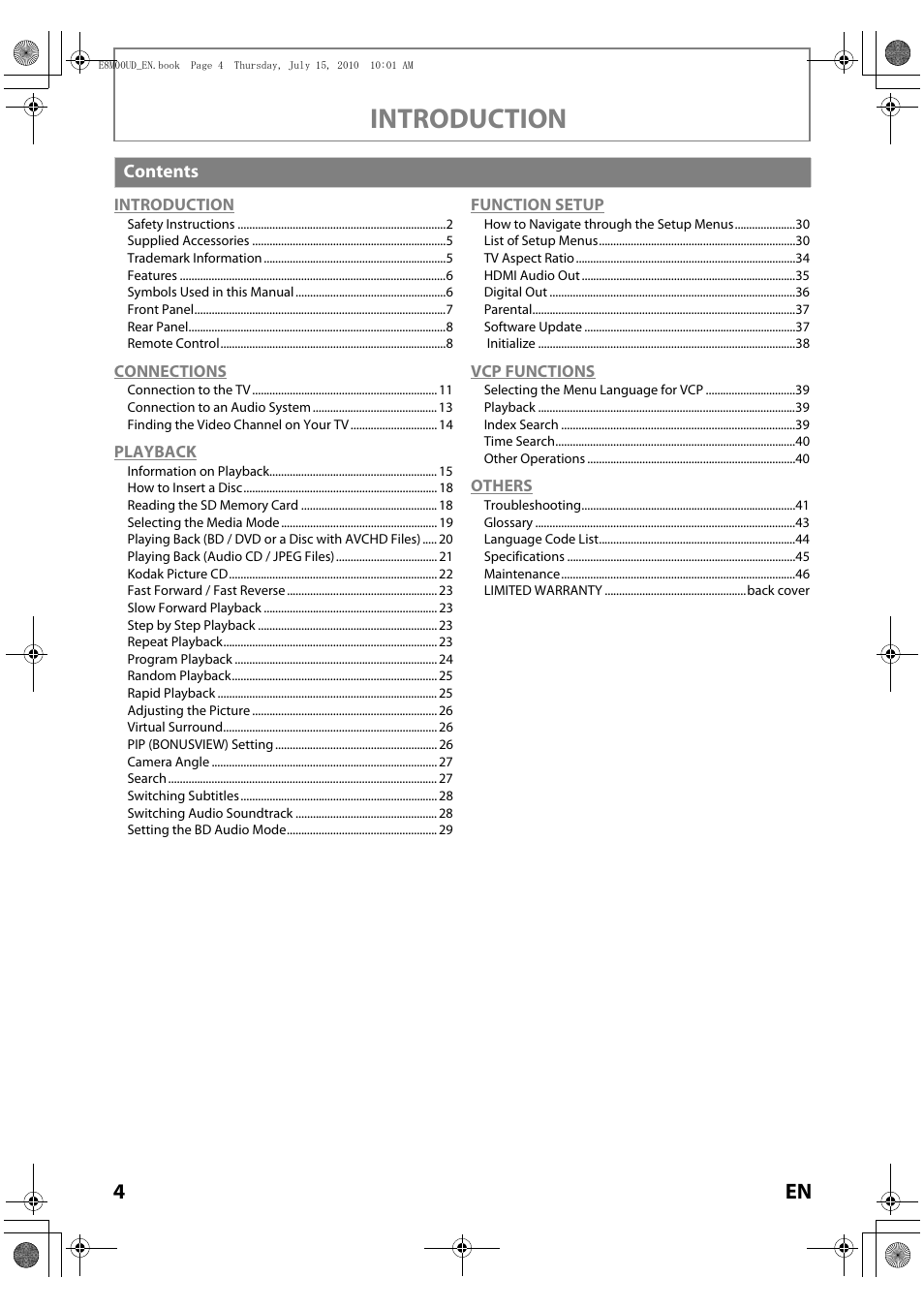 Introduction | Philips Magnavox MBP110V/F7 User Manual | Page 4 / 48