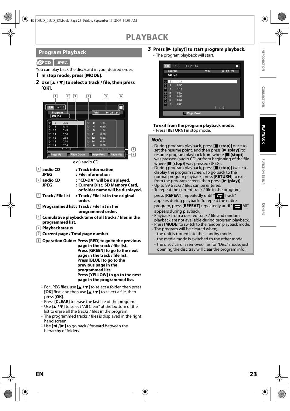 Program playback, Playback, 23 en | Philips Magnavox Blu-ray Disc Player NB500MG1F User Manual | Page 23 / 52