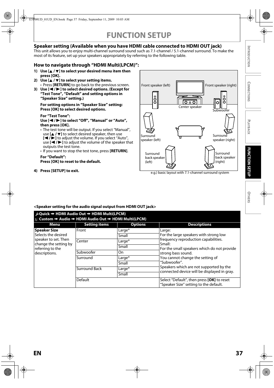 Function setup, 37 en | Philips Magnavox Blu-ray Disc Player NB500MG1F User Manual | Page 37 / 52