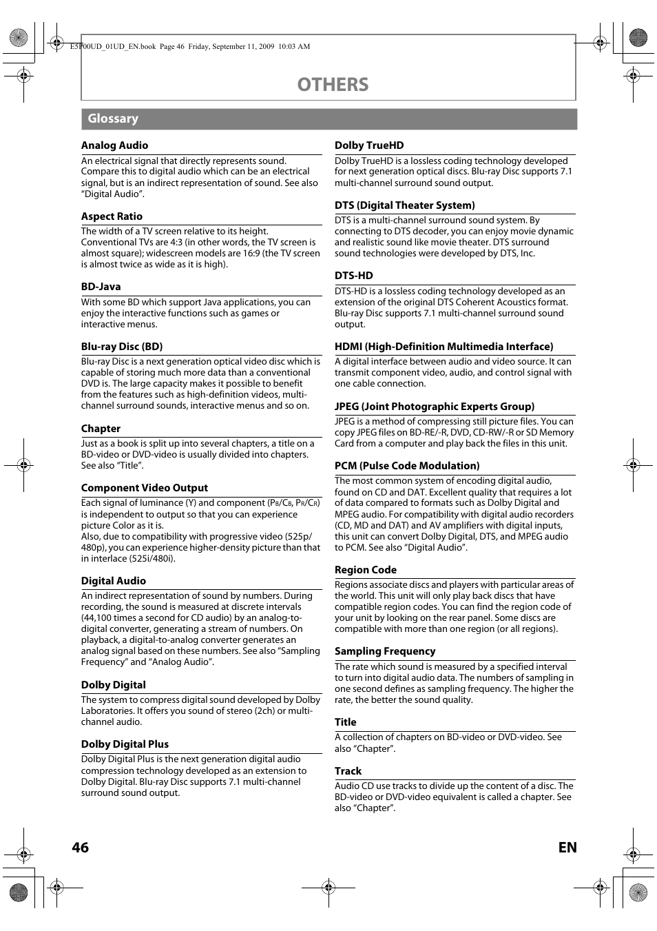 Glossary, Others, 46 en | Philips Magnavox Blu-ray Disc Player NB500MG1F User Manual | Page 46 / 52