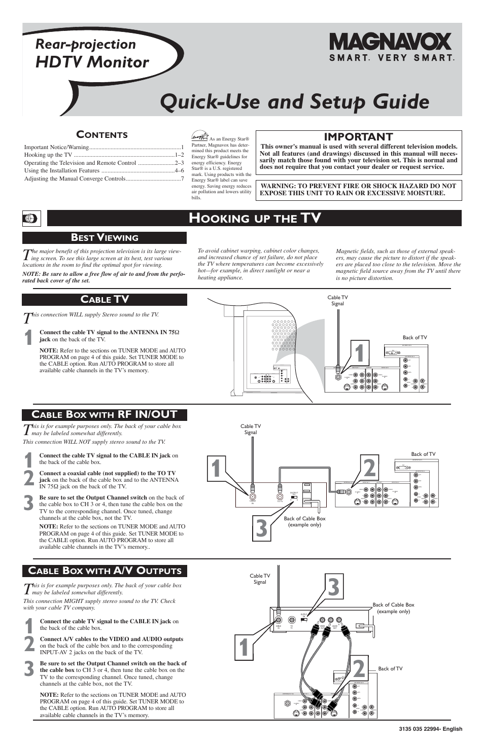 Philips Magnavox Rear-projection HDTV Monitor User Manual | 7 pages