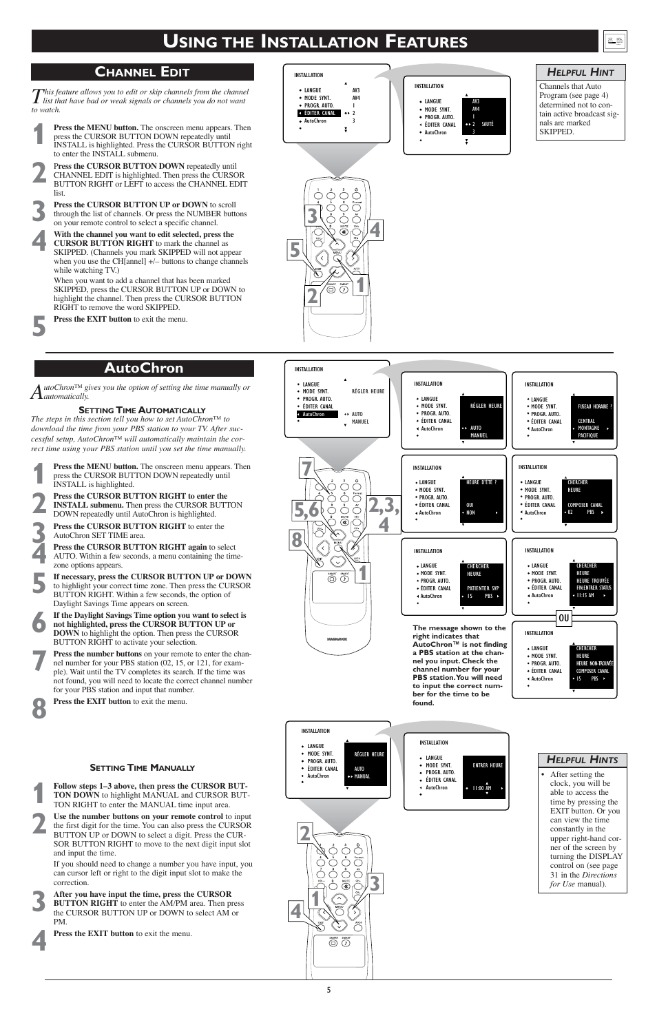 Sing the, Nstallation, Eatures autochron c | Philips Magnavox Rear-projection HDTV Monitor User Manual | Page 5 / 7