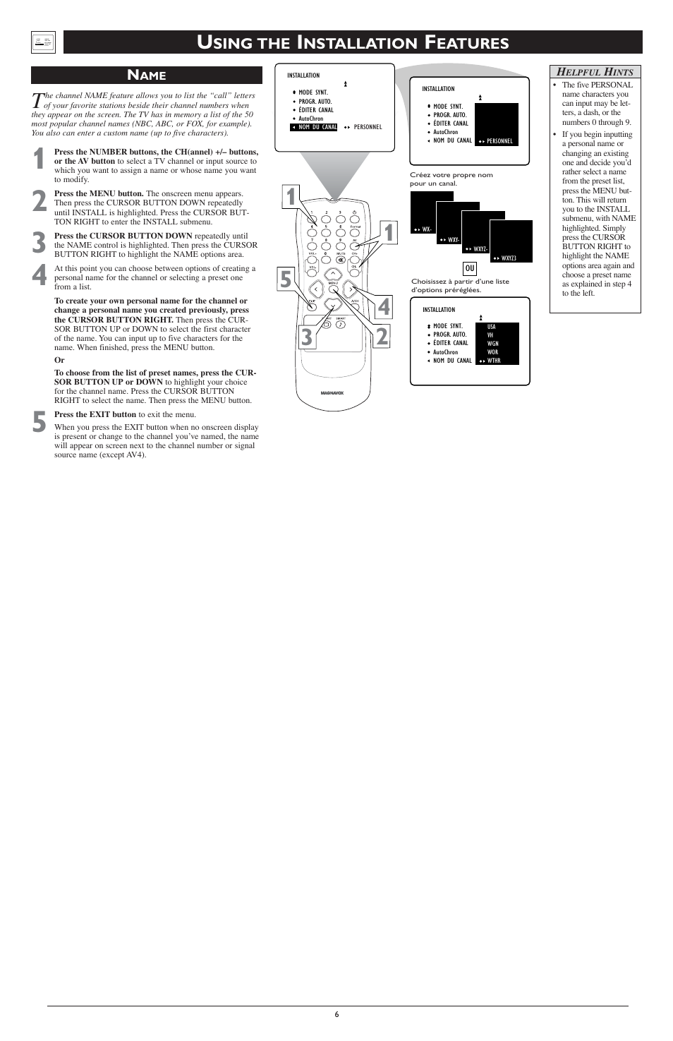 Sing the, Nstallation, Eatures n | Philips Magnavox Rear-projection HDTV Monitor User Manual | Page 6 / 7