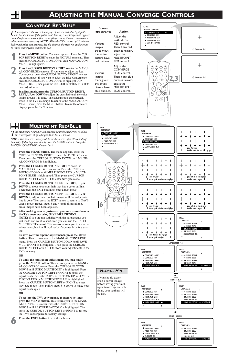 Djusting the, Anual, Onverge | Ontrols c | Philips Magnavox Rear-projection HDTV Monitor User Manual | Page 7 / 7