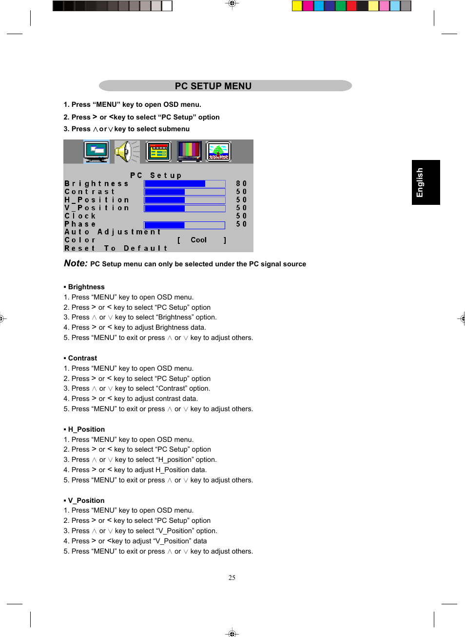 Pc setup menu | Philips Magnavox 15MF400T/37 Series User Manual | Page 25 / 32