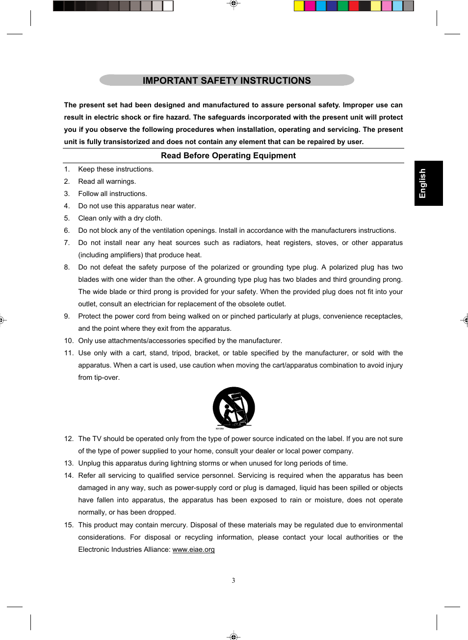 Important safety instructions | Philips Magnavox 15MF400T/37 Series User Manual | Page 3 / 32