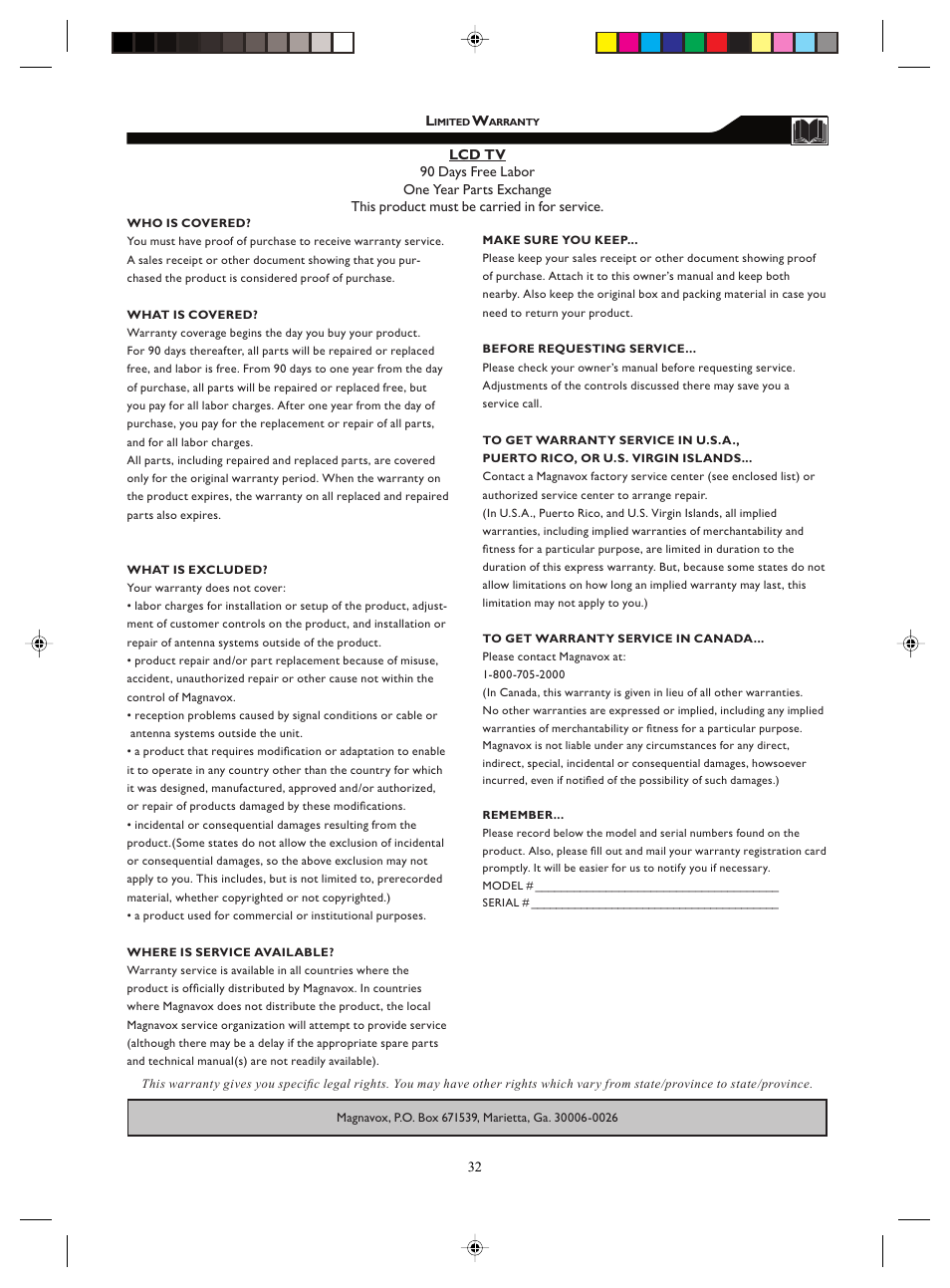 Philips Magnavox 15MF400T/37 Series User Manual | Page 32 / 32