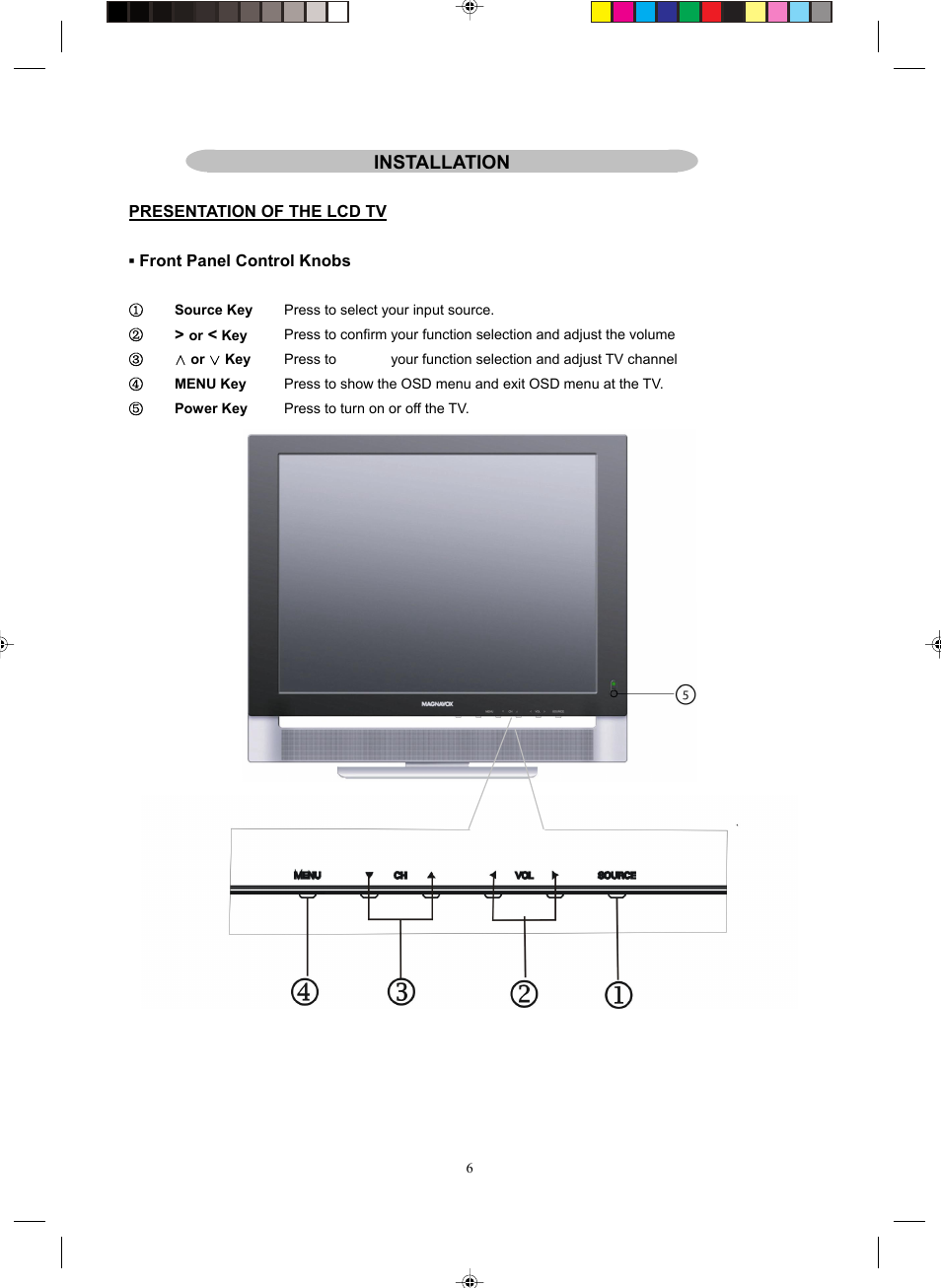Installation | Philips Magnavox 15MF400T/37 Series User Manual | Page 6 / 32