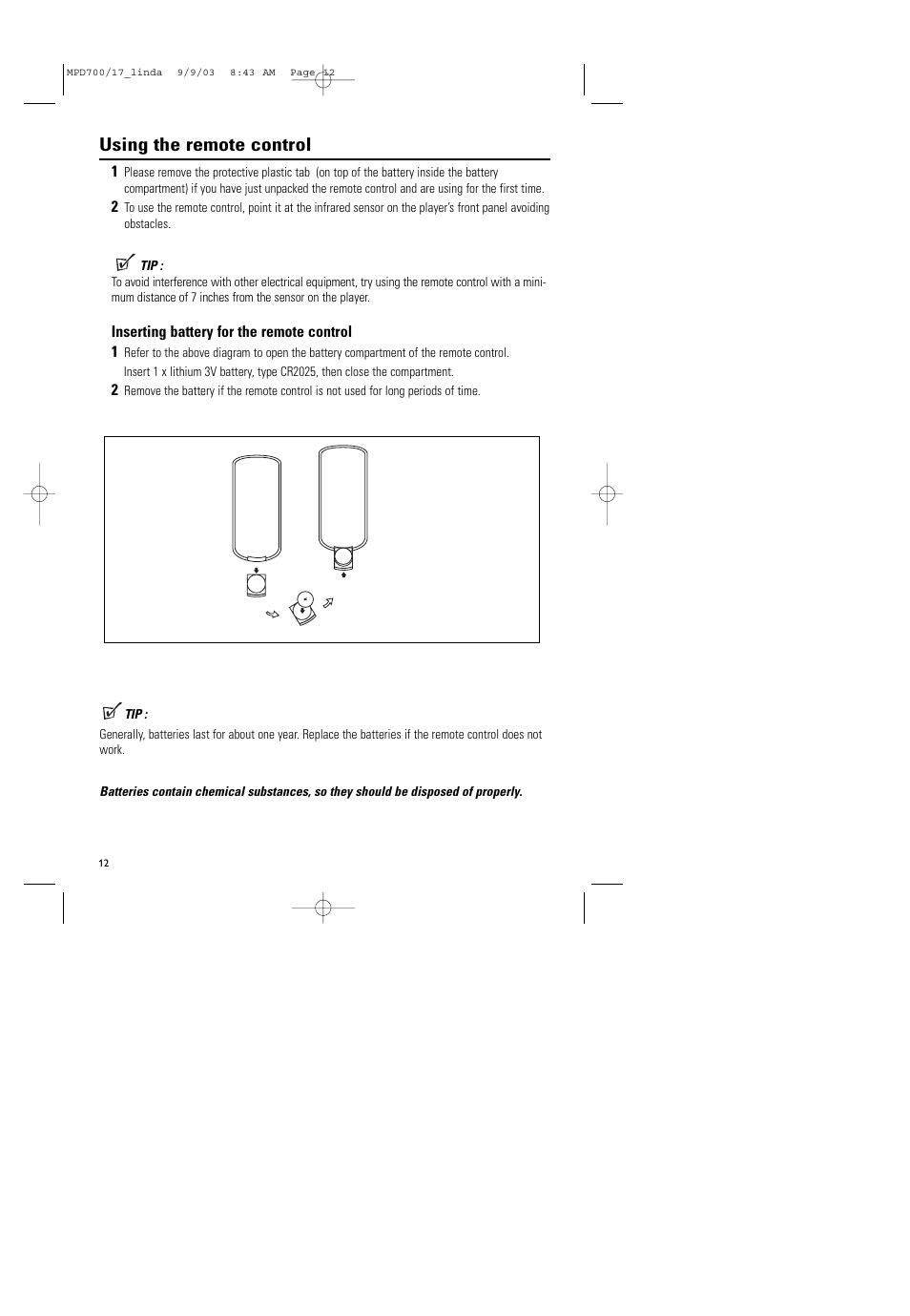 Using the remote control | Philips Magnavox MPD-700 User Manual | Page 12 / 42