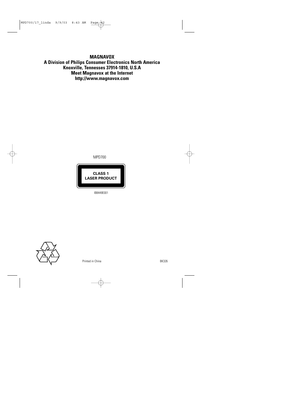 Philips Magnavox MPD-700 User Manual | Page 42 / 42
