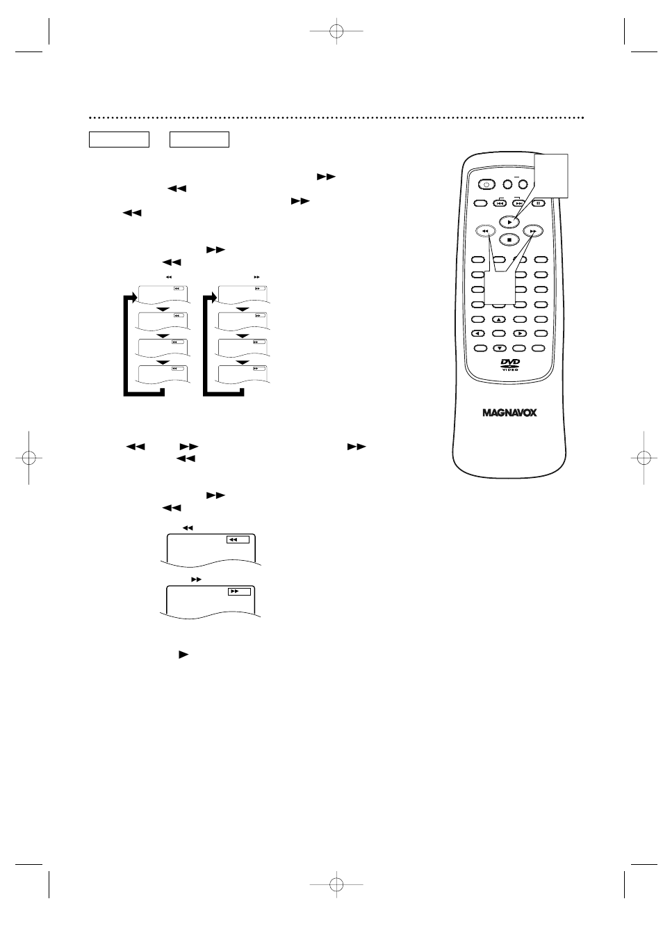 22 fast forward/reverse search, Press play b to return to normal playback, Dvd audio cd | Philips Magnavox MDV435 User Manual | Page 22 / 52