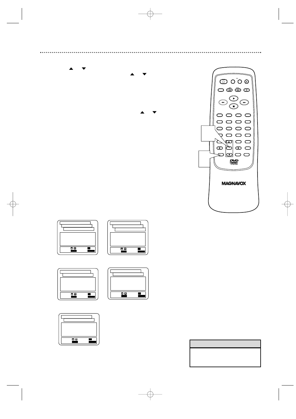 Display controls (cont’d) 41, Helpful hint, Press o or p to select an item, then press ok | Press setup to remove the menus | Philips Magnavox MDV435 User Manual | Page 41 / 52