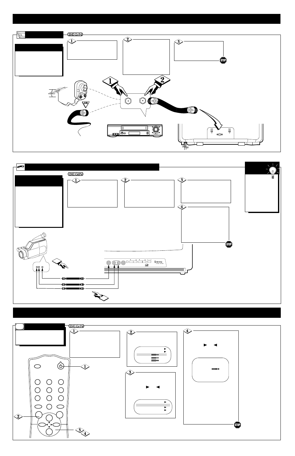 Tv (a, Ooking, Ntenna | Able, Onnections, Etting, P and, Sing | Philips Magnavox MS1940B User Manual | Page 3 / 8