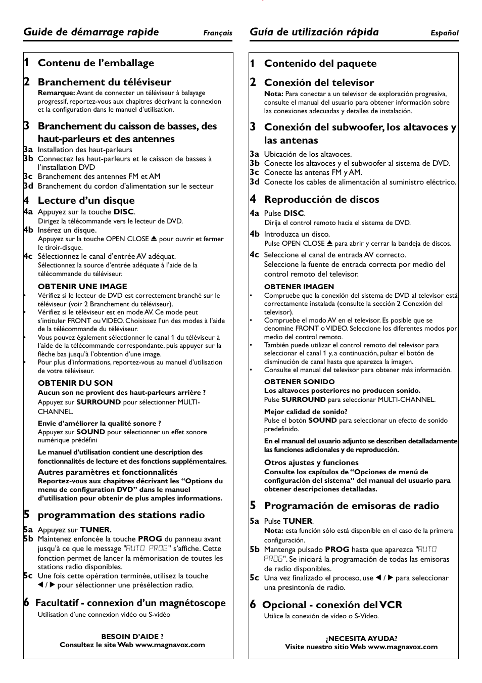 Guide de démarrage rapide, Guía de utilización rápida | Philips Magnavox MRD130 User Manual | Page 3 / 4