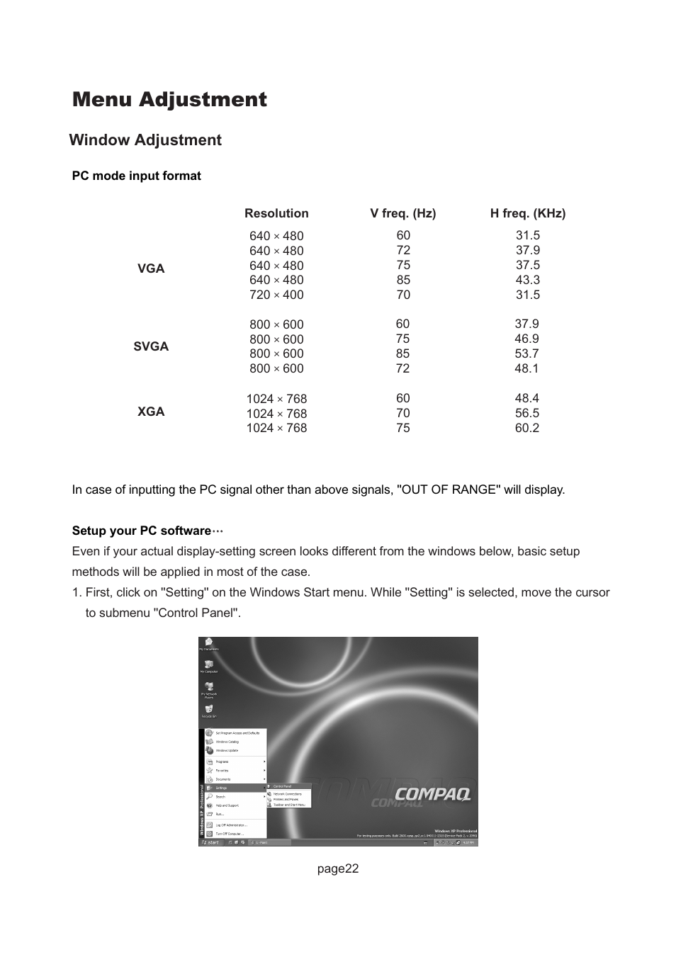 Menu adjustment, Window adjustment | Philips Magnavox 17MD250V User Manual | Page 25 / 49