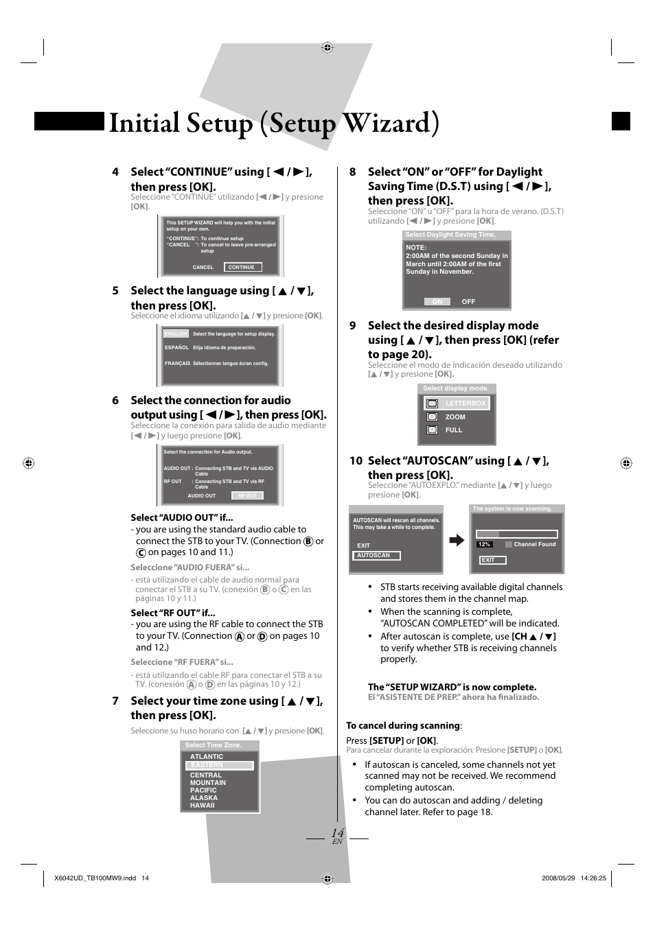 Initial setup (setup wizard) | Philips Magnavox TB100MW9 User Manual | Page 14 / 28