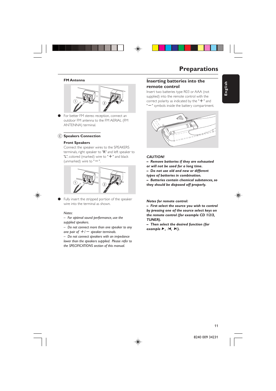 Preparations | Philips Magnavox MAS-100/37 User Manual | Page 11 / 29