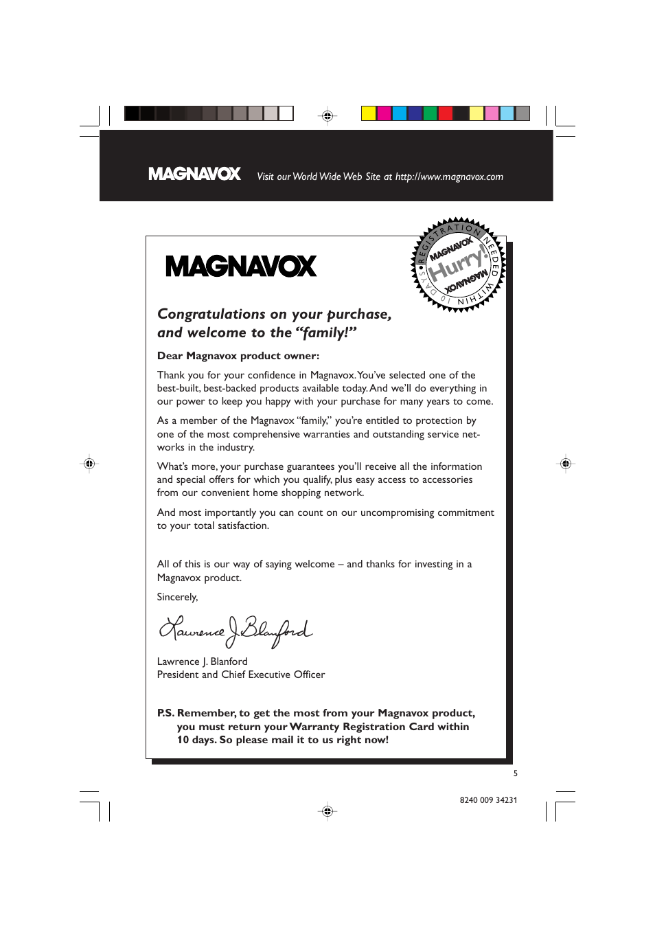 Hurry | Philips Magnavox MAS-100/37 User Manual | Page 5 / 29