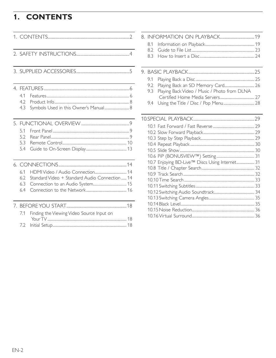 Philips Magnavox Blu-Ray Disc/DVD Player with built in WiFi MBP5220F User Manual | Page 2 / 68