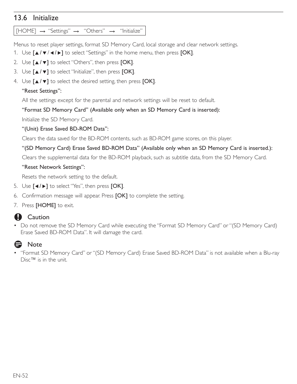 6 initialize | Philips Magnavox Blu-Ray Disc/DVD Player with built in WiFi MBP5220F User Manual | Page 52 / 68