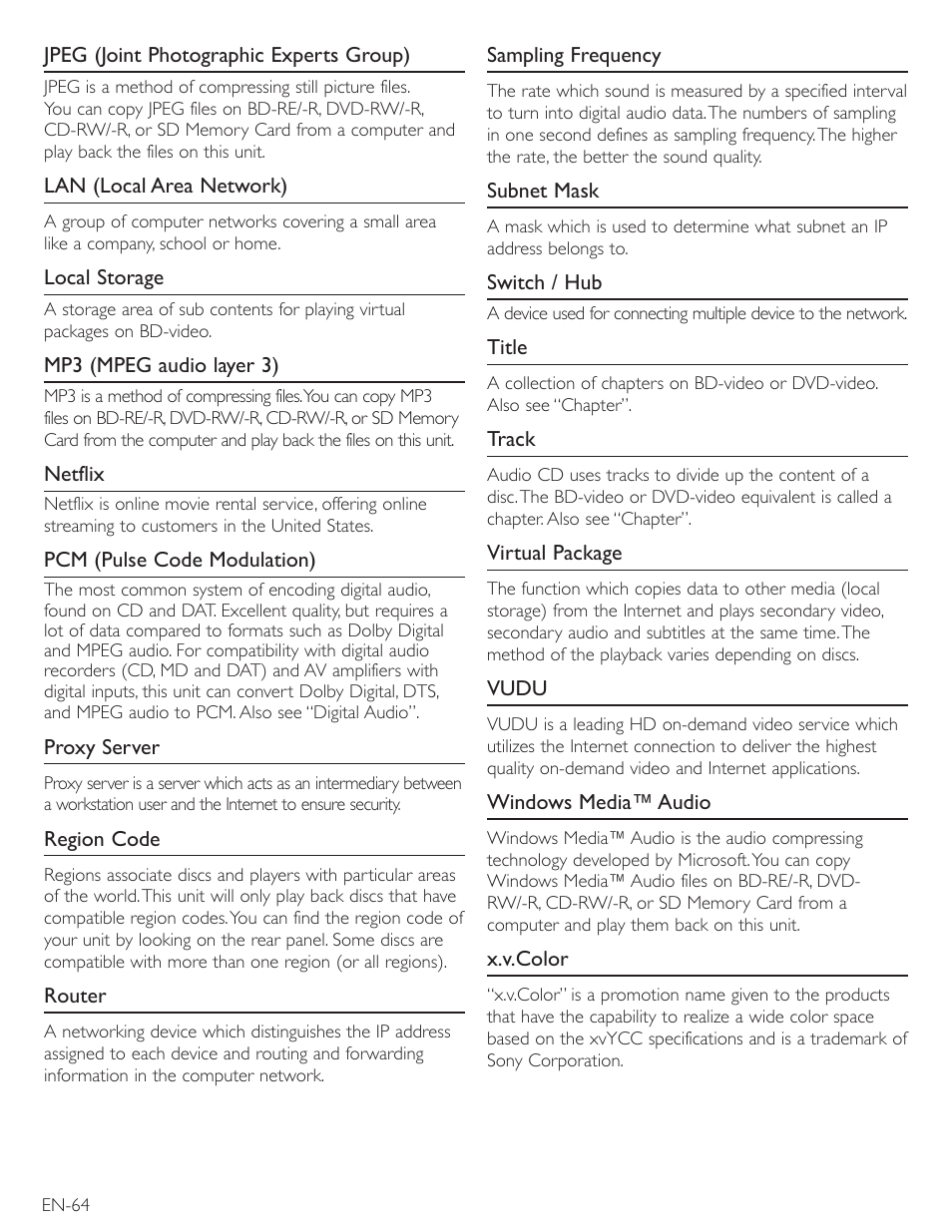 Philips Magnavox Blu-Ray Disc/DVD Player with built in WiFi MBP5220F User Manual | Page 64 / 68