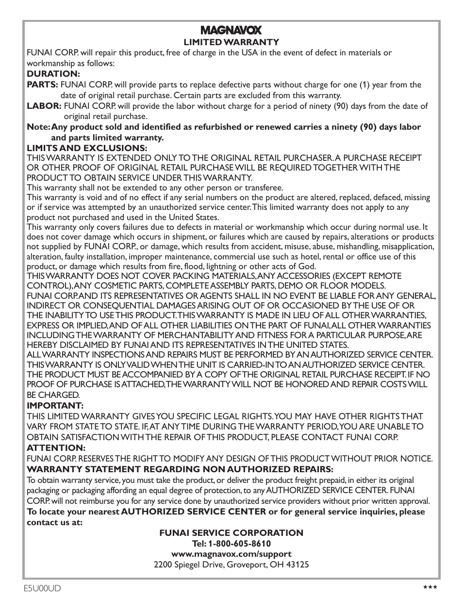 Philips Magnavox Blu-Ray Disc/DVD Player with built in WiFi MBP5220F User Manual | Page 68 / 68