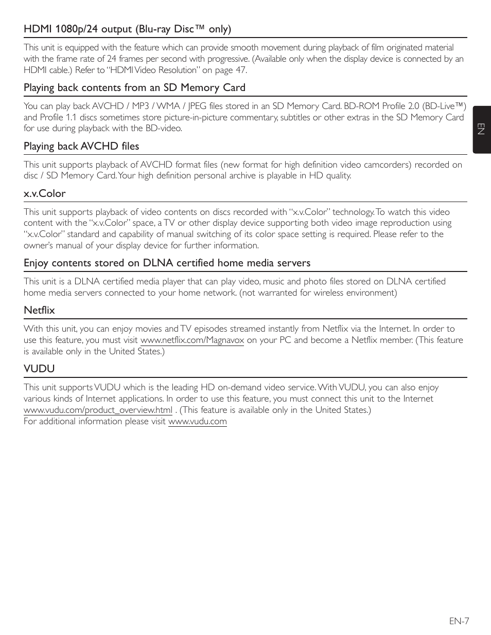 Philips Magnavox Blu-Ray Disc/DVD Player with built in WiFi MBP5220F User Manual | Page 7 / 68