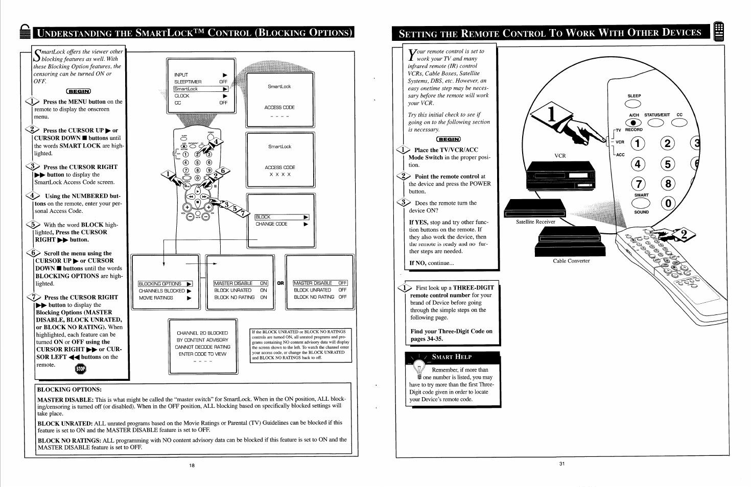 Blocking options, Point the remote control at | Philips COLOR TV User Manual | Page 13 / 30