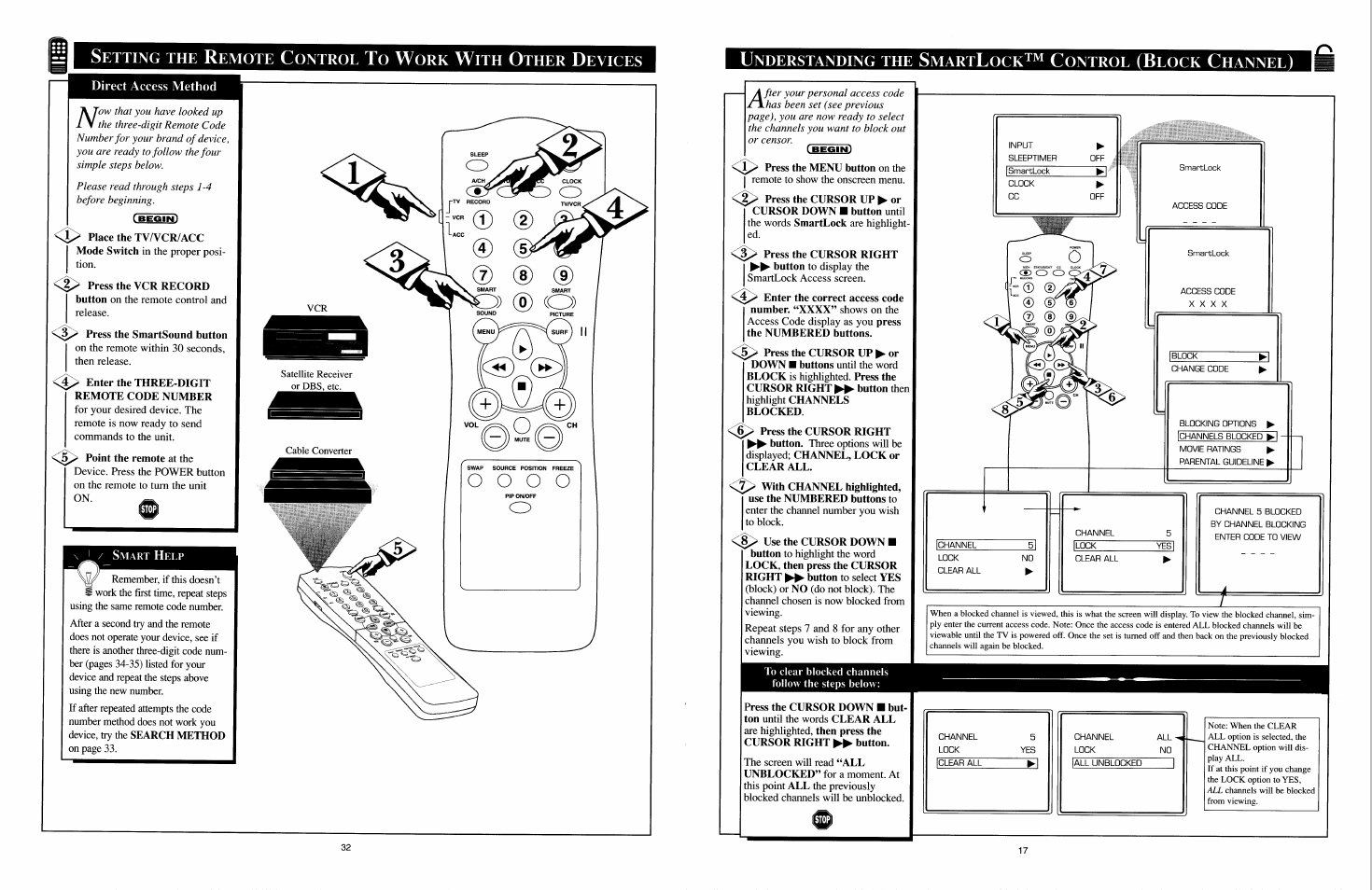 Press the smartsound button, Enter the three-digit remote code number, Point the remote at the | O o o o | Philips COLOR TV User Manual | Page 14 / 30