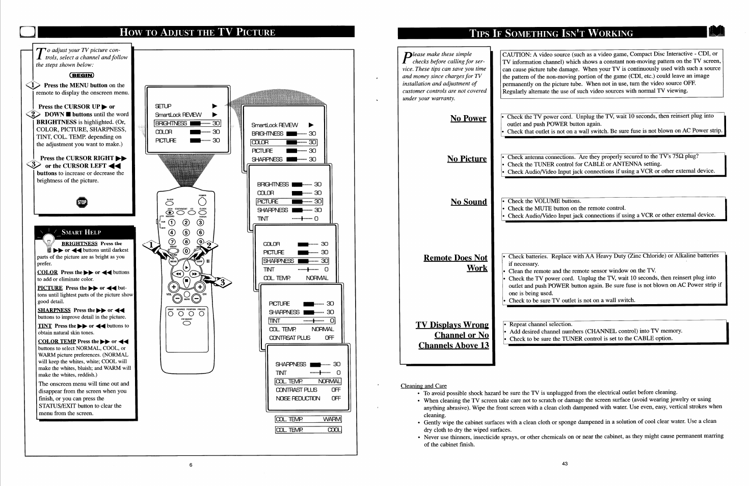 How то adjust the tv picture, Tips if something isn't working, How то | V“ © (d | Philips COLOR TV User Manual | Page 25 / 30
