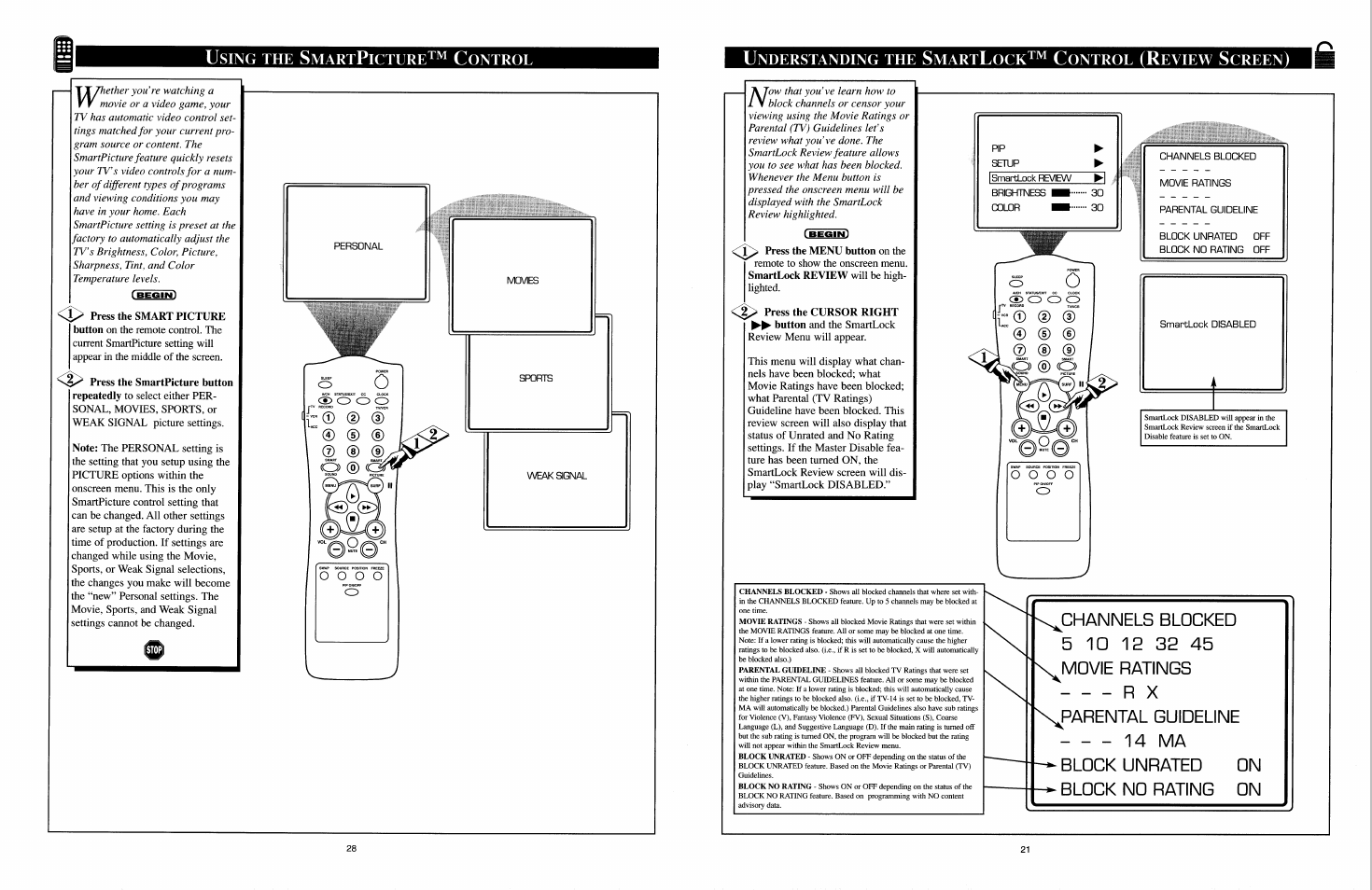 Using the smartpicture™ control, O o o o | Philips COLOR TV User Manual | Page 7 / 30