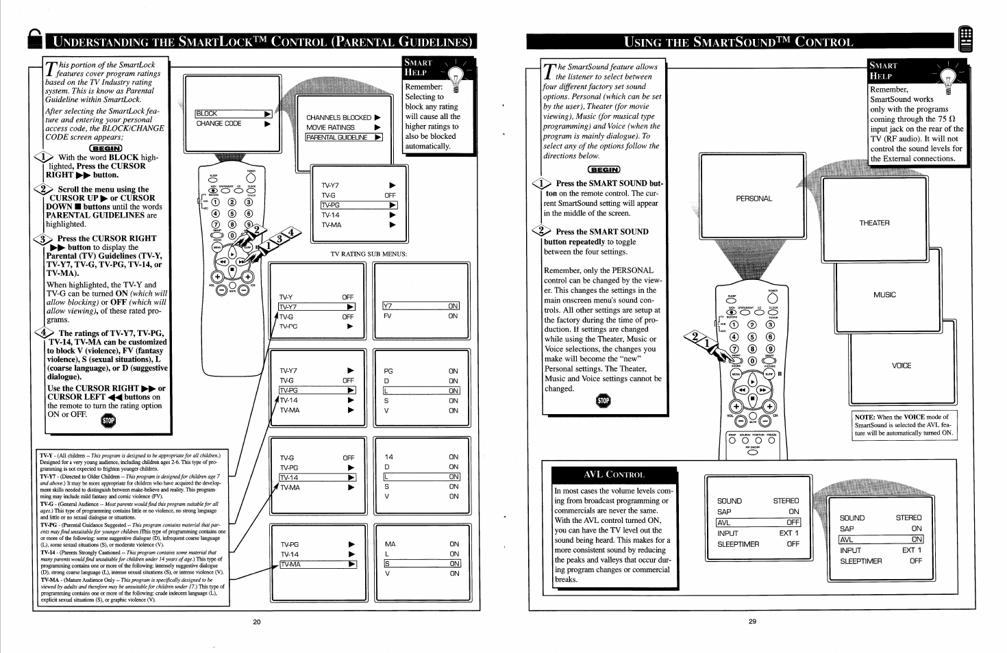 Using the smartsound™ control | Philips COLOR TV User Manual | Page 9 / 30