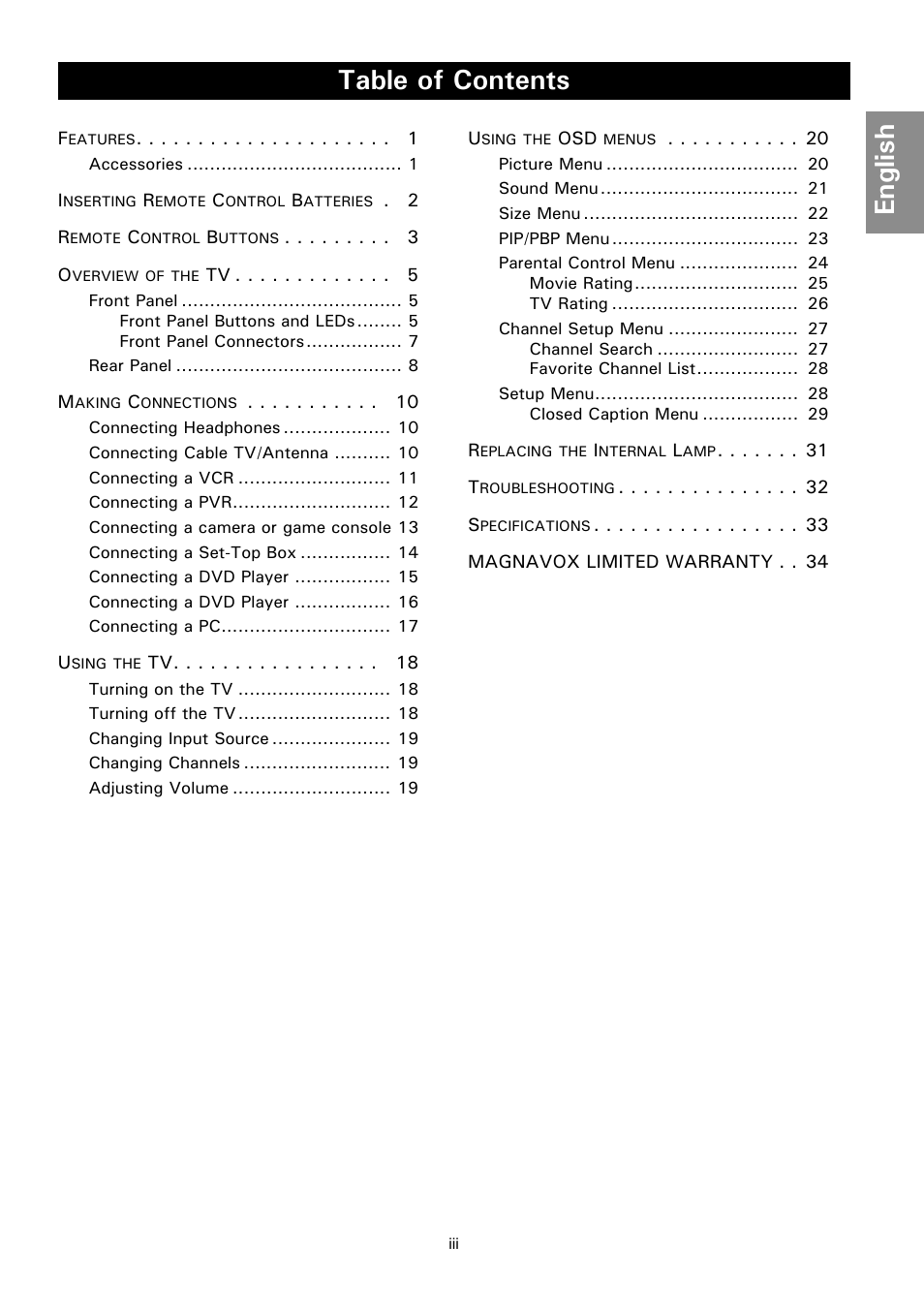 Philips Magnavox 50ML8205D/17 User Manual | Page 5 / 49