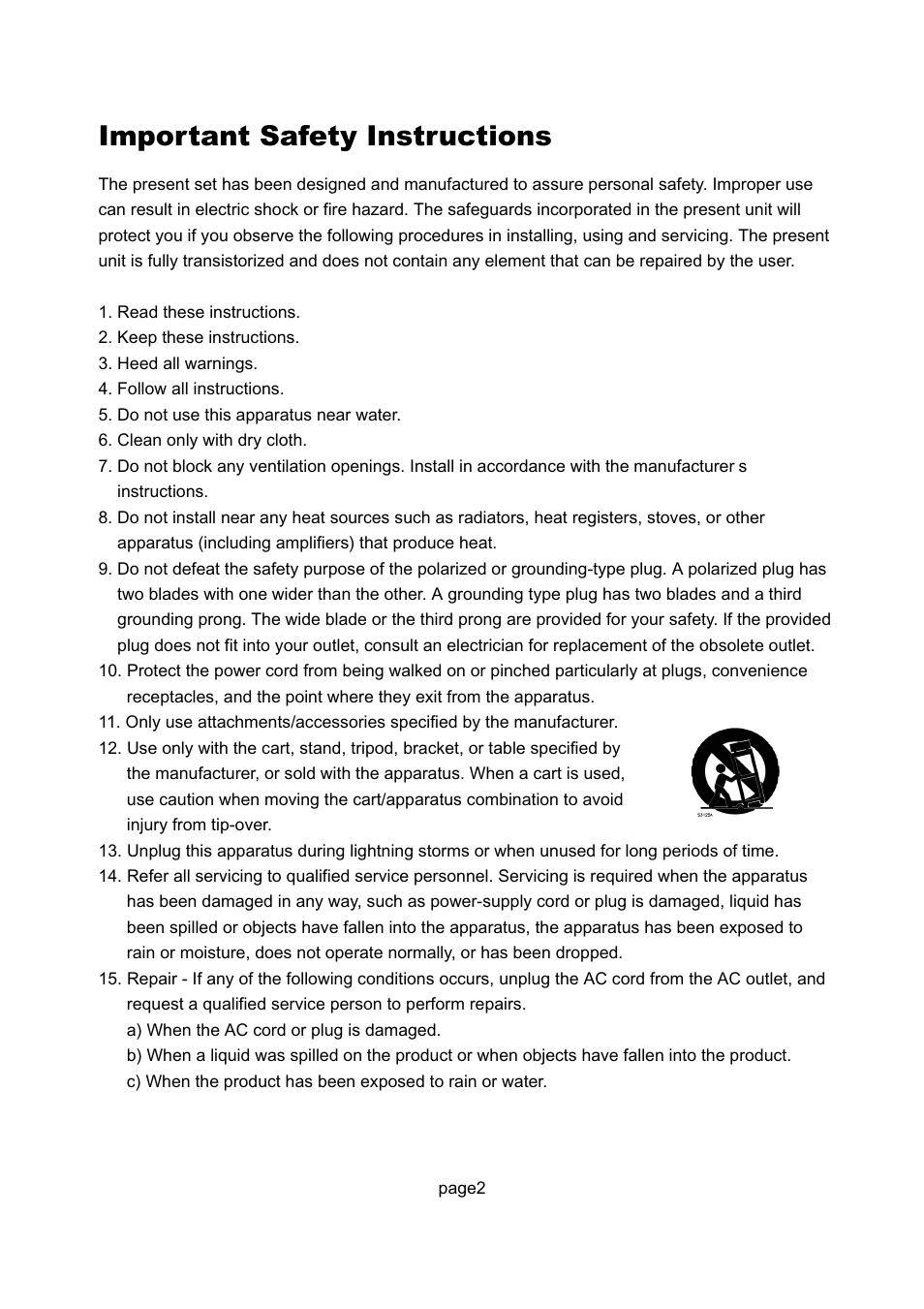 Important safety instructions | Philips Magnavox 17MD255V User Manual | Page 3 / 42