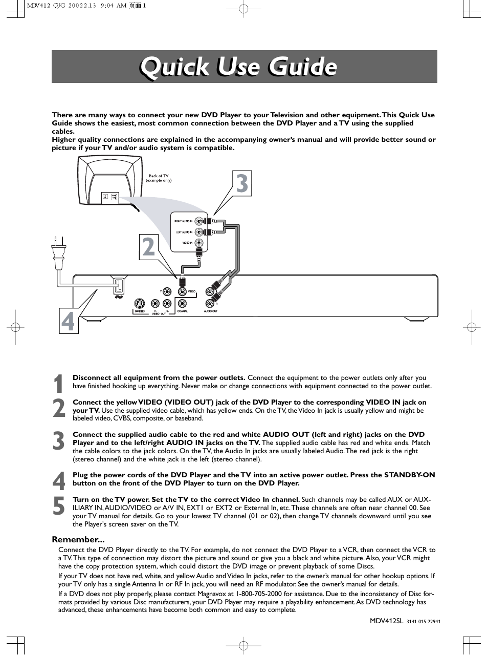 Philips Magnavox MDV412SL User Manual | 2 pages