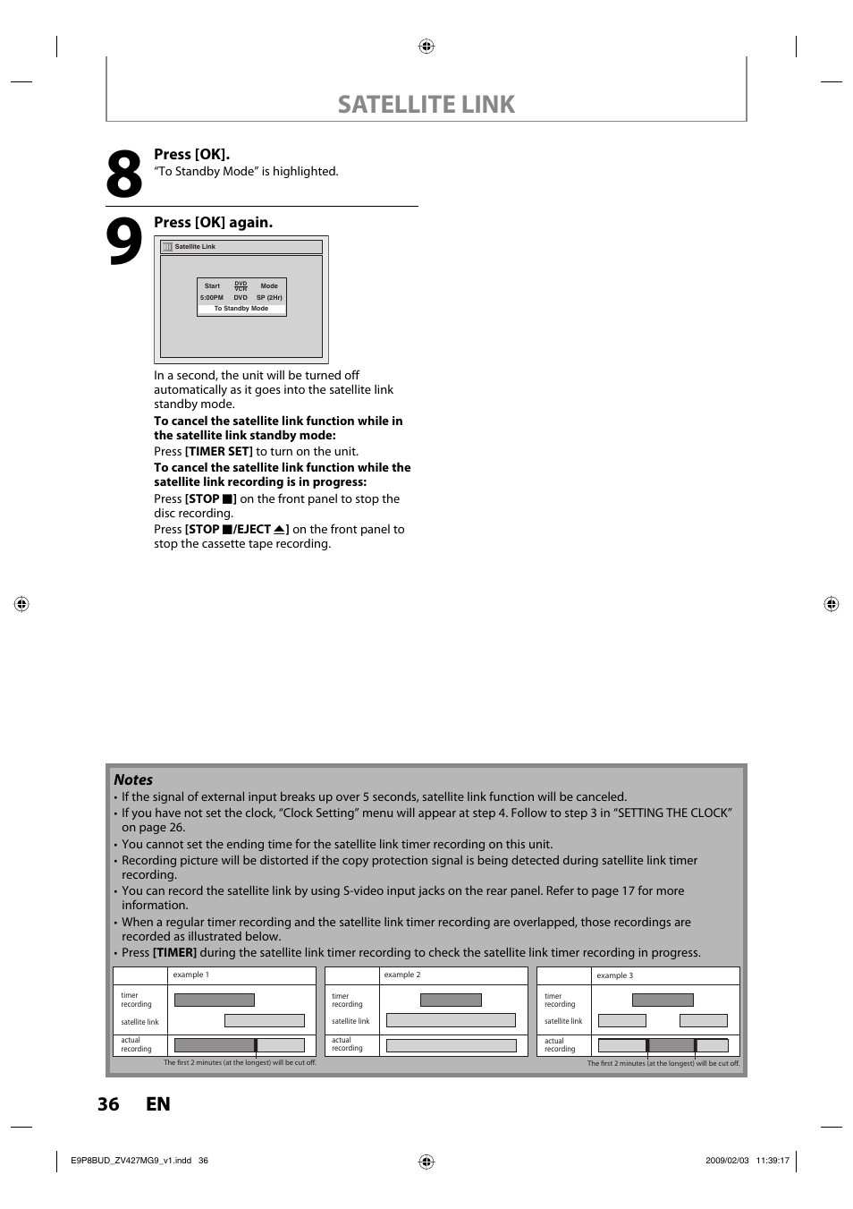 Satellite link, 36 en 36 en | Philips Magnavox ZV427MG9 A User Manual | Page 38 / 100