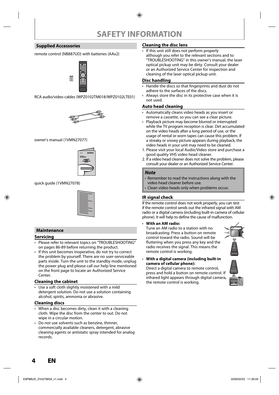 Safety information, 4en 4 en | Philips Magnavox ZV427MG9 A User Manual | Page 6 / 100