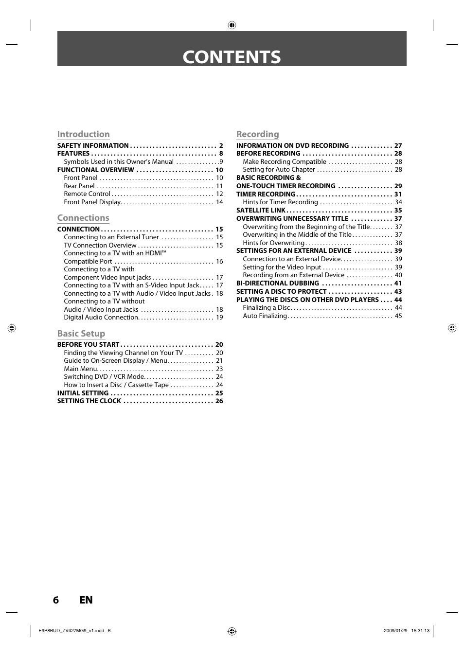 Philips Magnavox ZV427MG9 A User Manual | Page 8 / 100