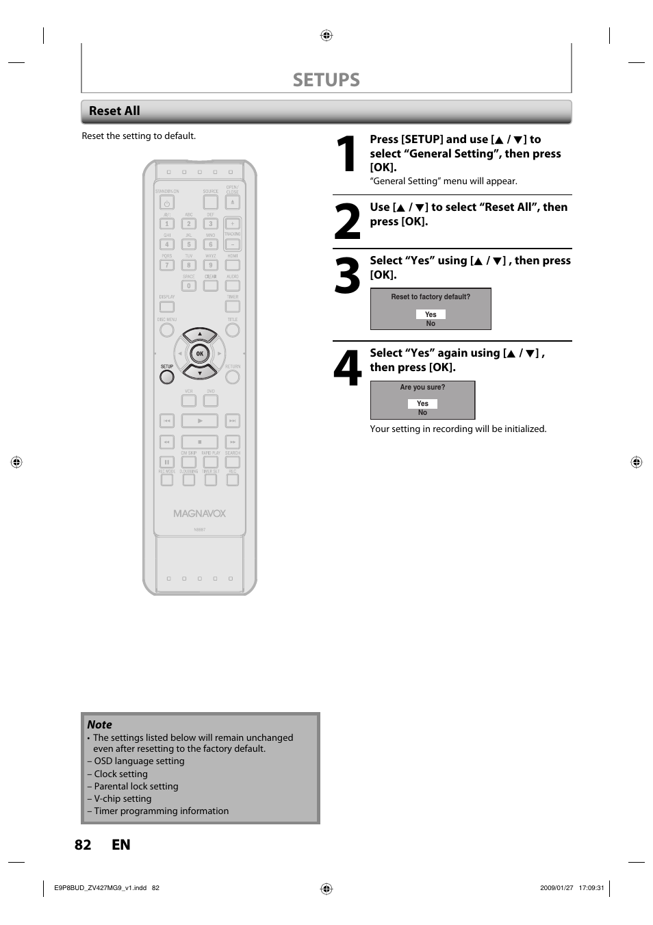 Setups | Philips Magnavox ZV427MG9 A User Manual | Page 84 / 100