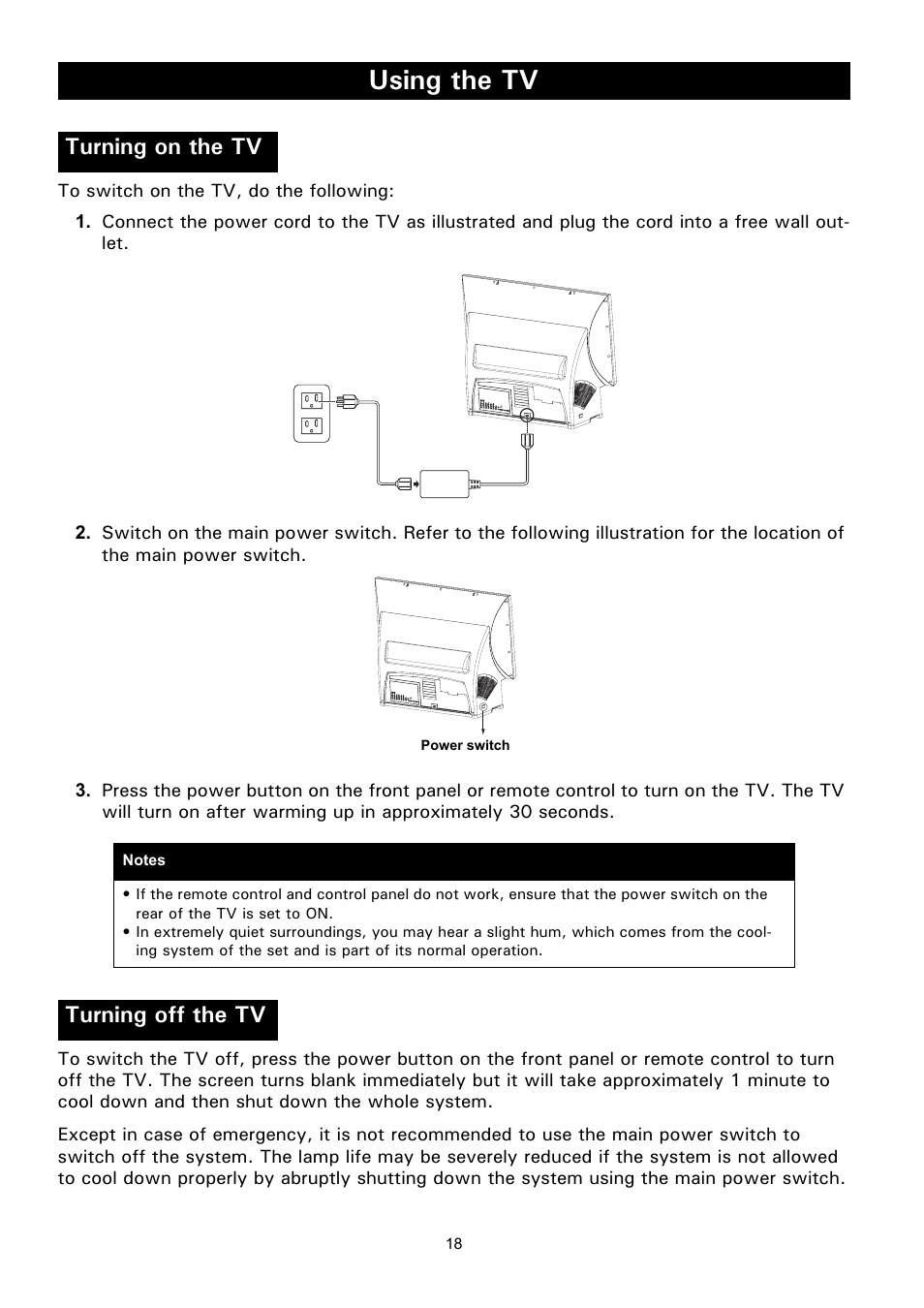 Using the tv, Turning on the tv, Turning off the tv | Sing, Turning on the tv turning off the tv | Philips Magnavox 50ML8105D/17 User Manual | Page 24 / 80